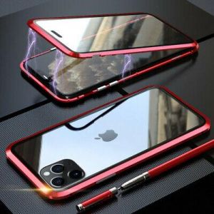 iPhone 13 12 Pro Max 11 8 7 Magnetic Adsorption Metal Case Glass Cover
