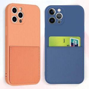 Square Silicone Card Slot Pocket Case Cover For iPhone 12 Pro Max 11 XS XR X 8 7