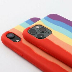 For iPhone 12 Pro Max 11 Pro X XS XR 8 7 Rainbow Liquid Silicone Soft Case Cover