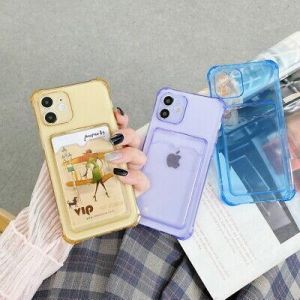 For iPhone 12 11 Pro MAX XS X XR 8 7 Shockproof Card Slot Clear Back Case Cover